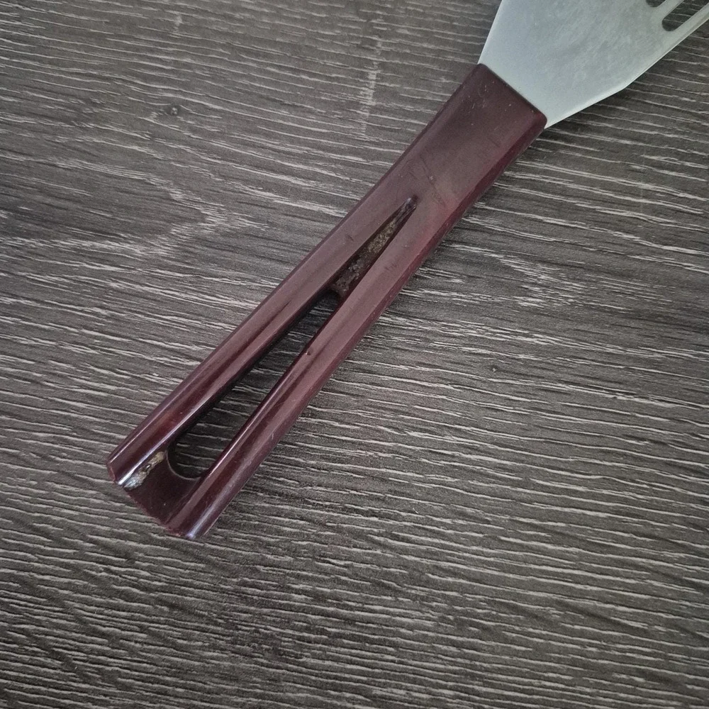 Vintage Stanhome Fish Spatula Stainless Steel Slotted Angled Food Turner *Rare*